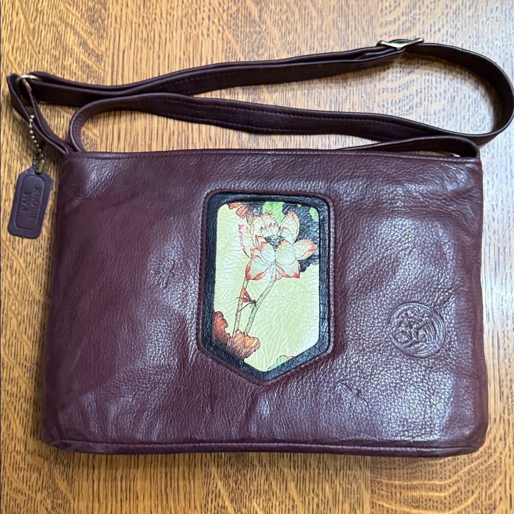 PAM BRONK leather artist original bag in oxblood red leather & Water Lily design - Picture 14 of 14